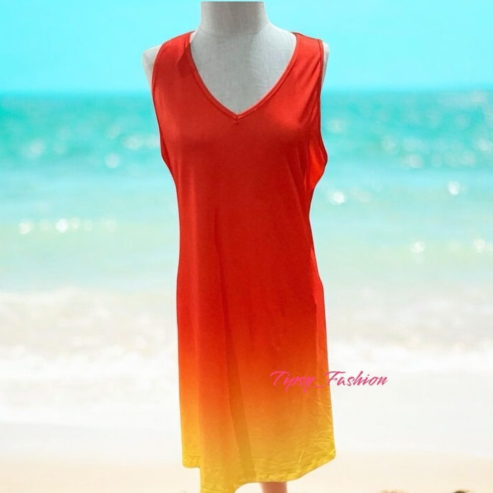 Sunset Ombre Swim Cover Up Dress 1X